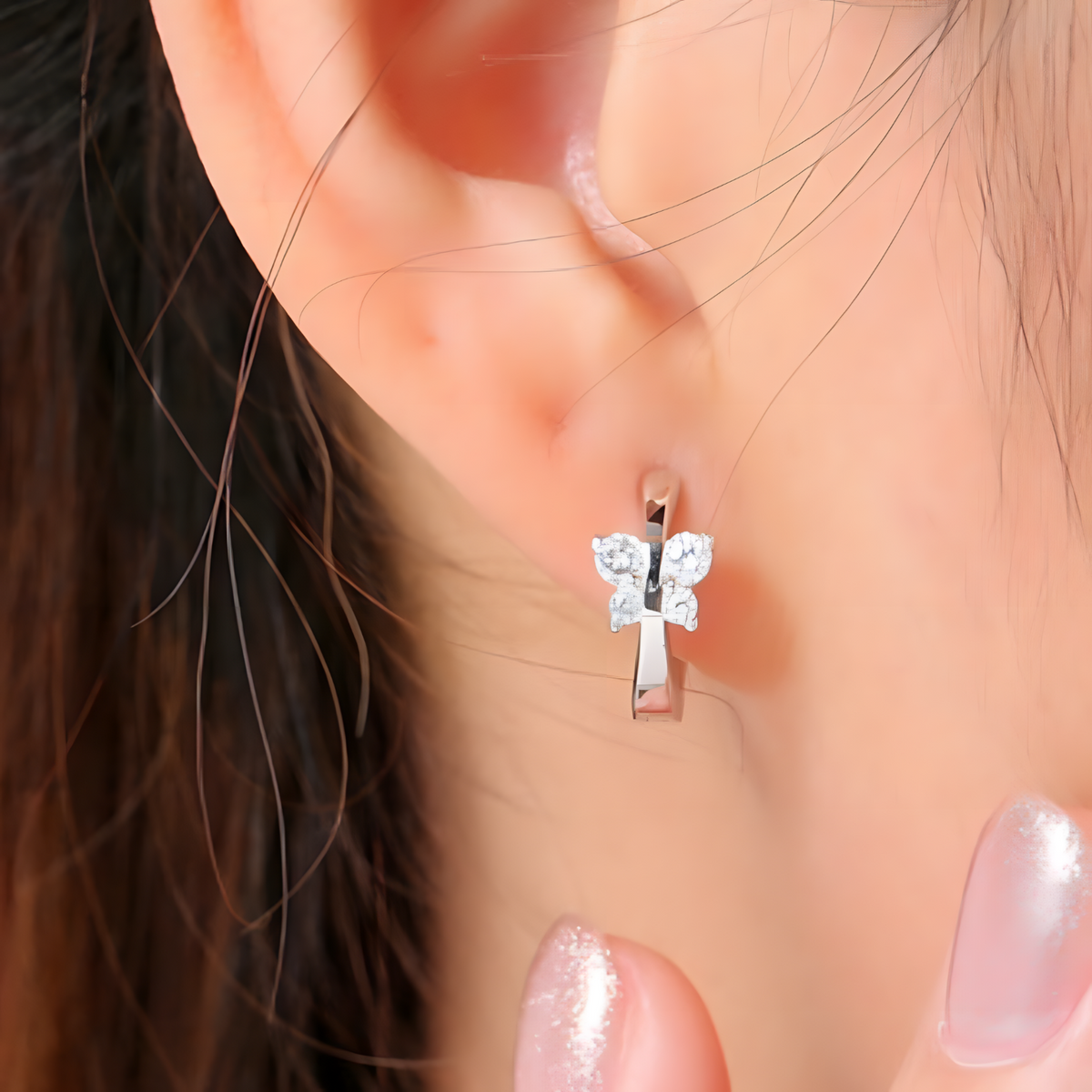 Butterfly Huggie Hoop Earrings Women – Copper Alloy With Platinum Plating 867
