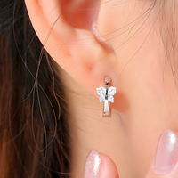 Butterfly Huggie Hoop Earrings Women – Copper Alloy With Platinum Plating 867