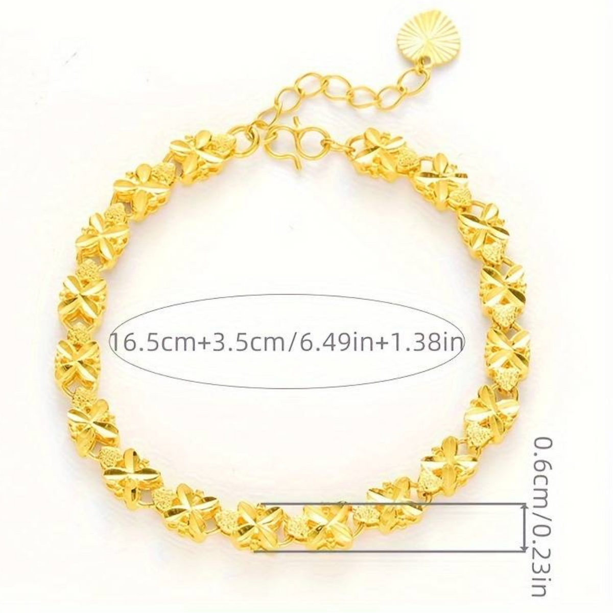 Gold Plated Four-Leaf Clover Bracelet, Vintage and Luxurious Style for Women 123
