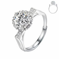Adjustable Ring Round Brilliant Cut Zircon Crown Hal Wedding Ring Split 1679