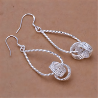 Twisted Knot Dangle Drop Earrings for Women–Copper Alloy 925 Silver Plating 1200