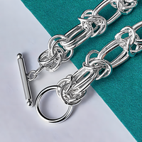 Women’s Double Ring Knot Link Bracelet, Bracelet with Toggle Bar Clasp 1882