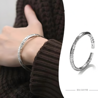 Rhodium-Plated Mobius Loop Open Bracelet — 66mm Diameter Adjustable Cuff 1447