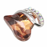 Orange Crystal Heart Pendant Necklace - Silver Plated Alloy Brass Fashion B319