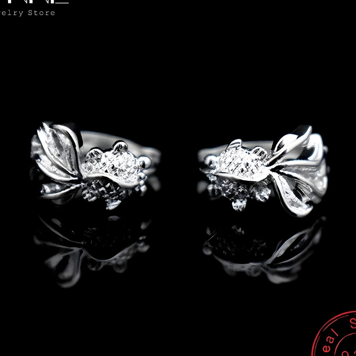 Sterling Silver Fish Hoop Earrings with Cubic Zirconia Huggie Hoop Earrings 340