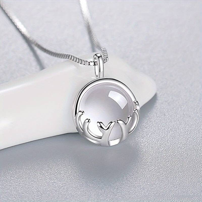 925 Silver Plated Moonstone Antler Pendant Necklace - Romantic Jewelry Gift 68