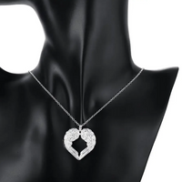 Angel Wing Heart Pendant Necklace, Silver Colour Link Chain, Love Charm 1796