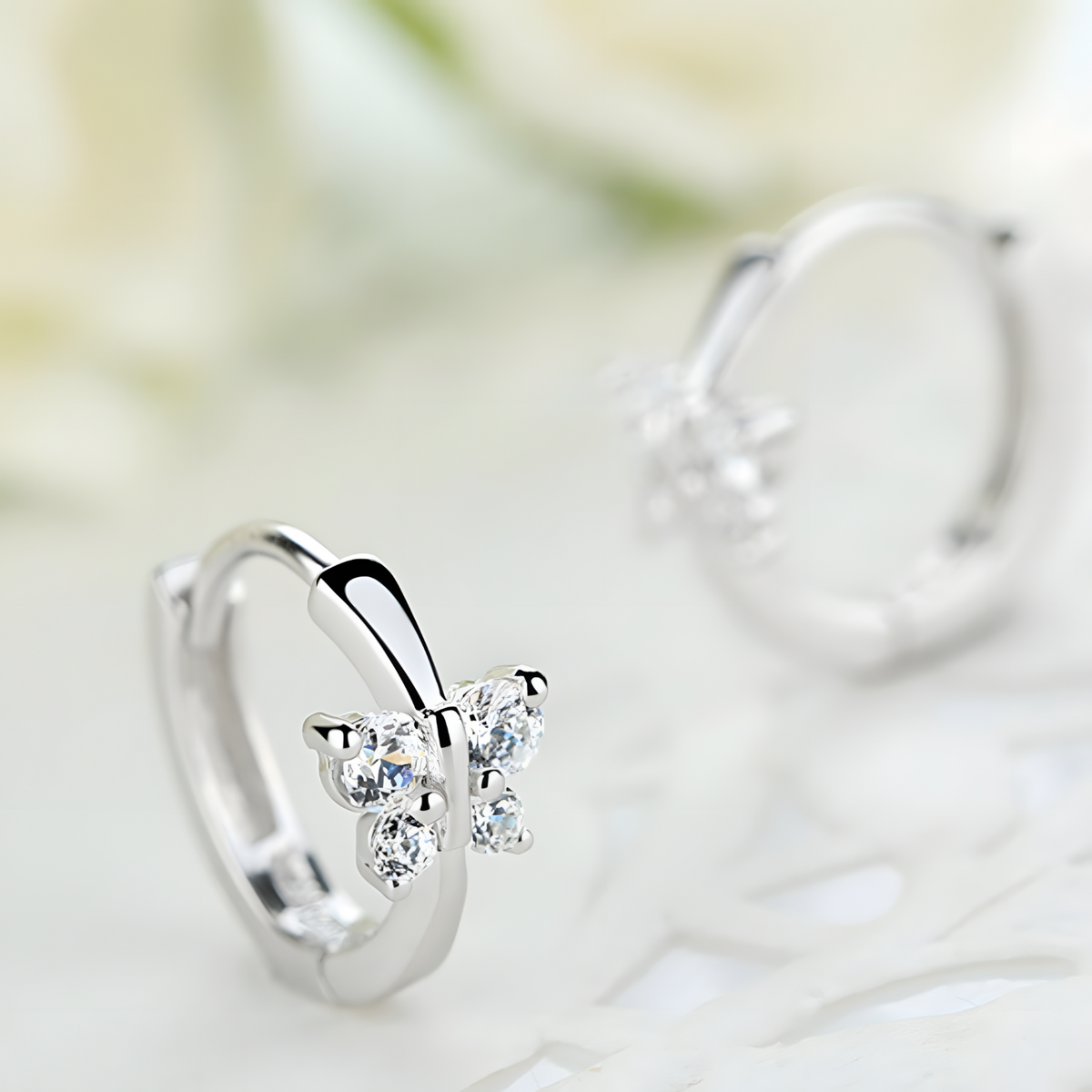 Butterfly Huggie Hoop Earrings Women – Copper Alloy With Platinum Plating 867