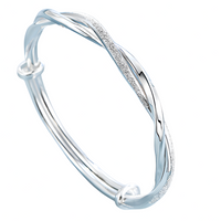 Silver Plated Alloy Adjustable Bangle Bracelet For Women 6cm Diameter 7g 1412