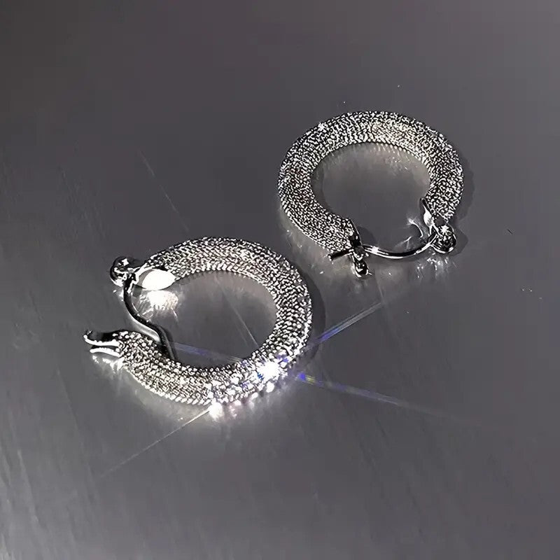 Sparkling Hoop Earrings Zinc Alloy Jewelry Vintage Elegant Style Geometric 72
