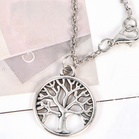 Antique Silver Plated Life Tree Pendant Necklace, Unisex Retro Charm Amulet B134