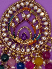 Elegant Bollywood Inspired Gold Kundan Earrings - Traditional Indian Jewelry 185