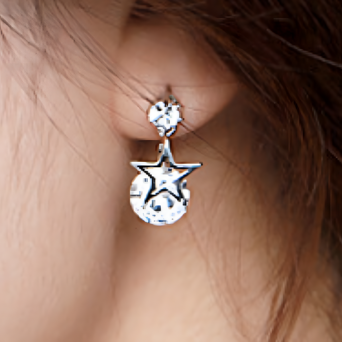 Crystal Star Drop Earrings Women – Trendy Screw-Back Stud Design, Sparkling 1011