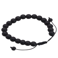 Unisex Natural Stone Bracelet, 8mm Matter Malachite & Lava Rock, Adjustable B119