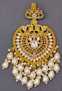 Elegant Bollywood Inspired Gold Kundan Earrings - Traditional Indian Jewelry 219