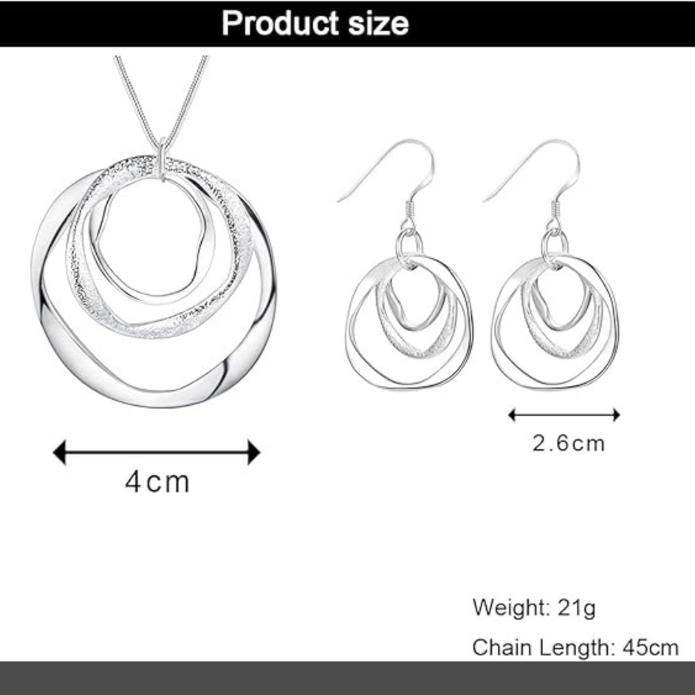 925 Sterling Silver Necklace Earring Jewelry Set for Women Lady: Dainty Pave 664