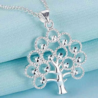 925 Sterling Silver Tree of Life Pendant Necklace Women, Elegant Openwork 412