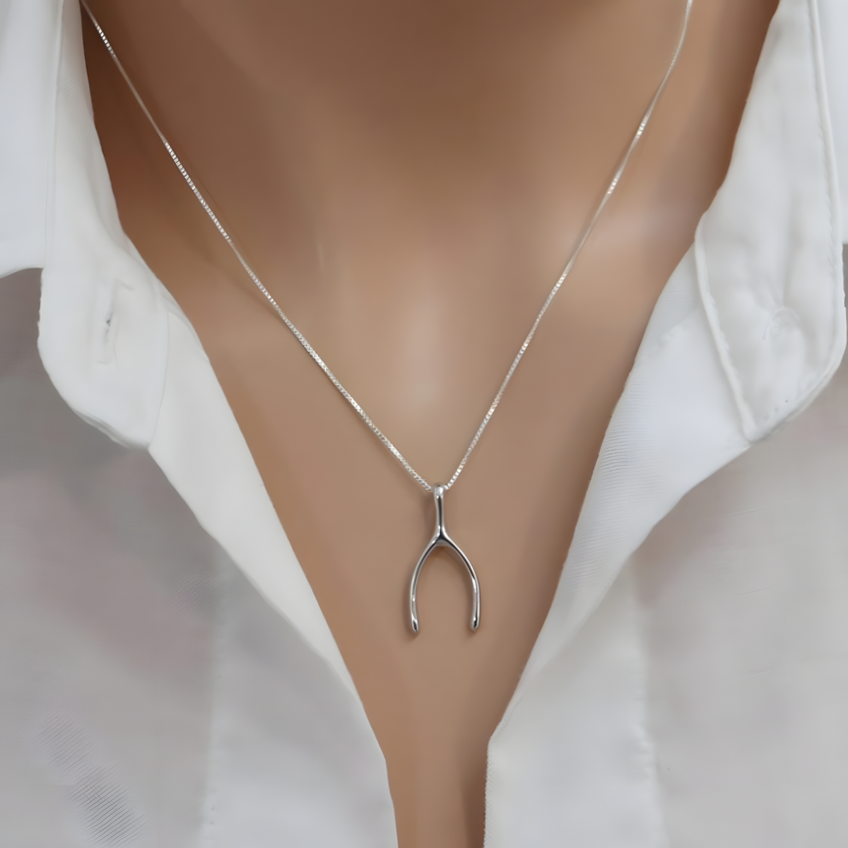 Wishbone Necklace Women 45cm Box Chain Y Pendant Lucky Minimalist Trendy 1471