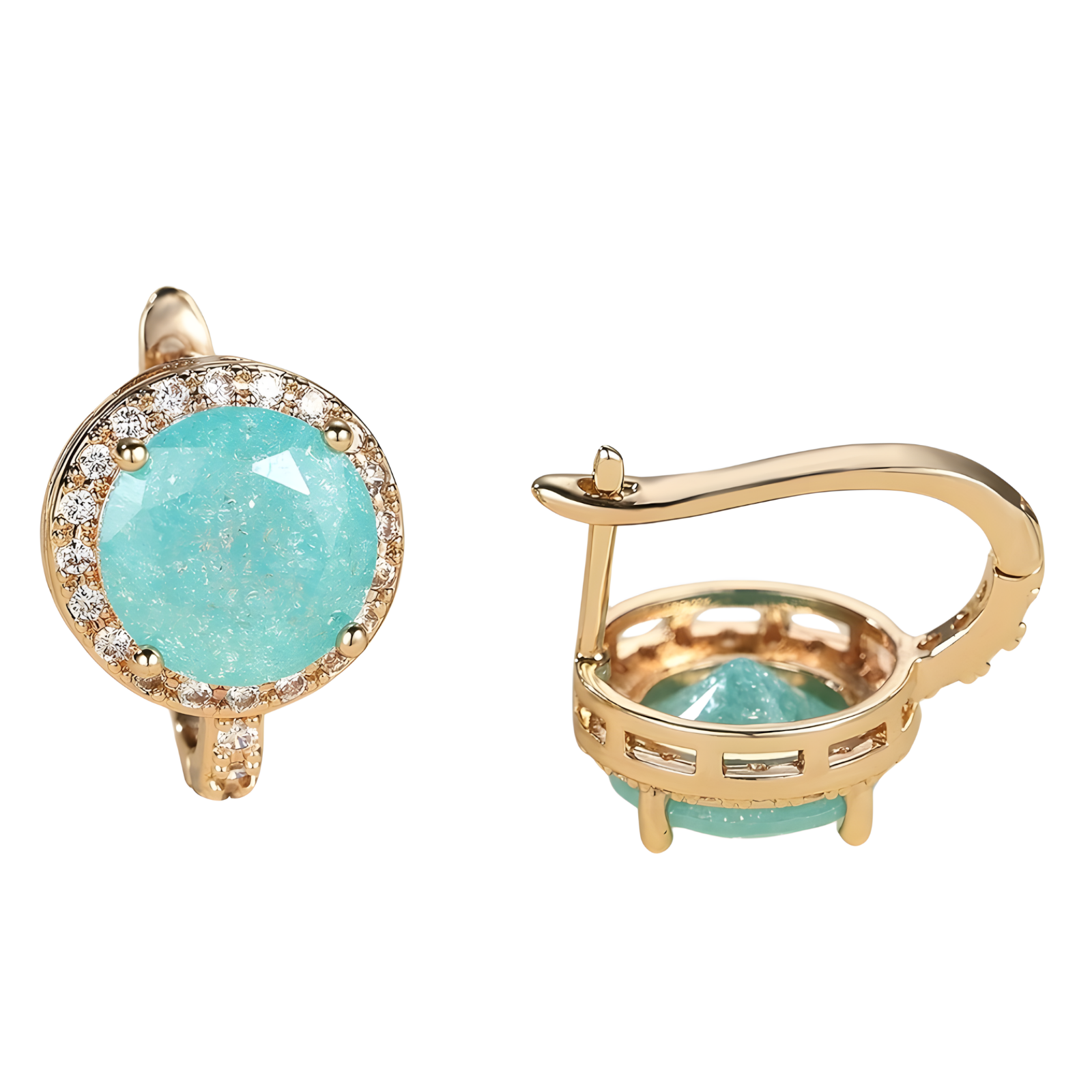 Unified Jewellery Luxury Emerald Copper Round Cut Zircon Drop Earrings Women 560