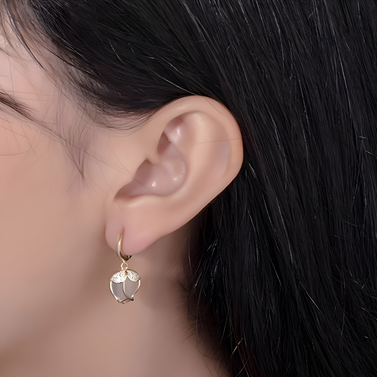 Contemporary Geometric Hoop Earrings Women | Gold Color Zinc Alloy Pearl 586