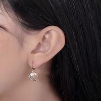 Contemporary Geometric Hoop Earrings Women | Gold Color Zinc Alloy Pearl 586
