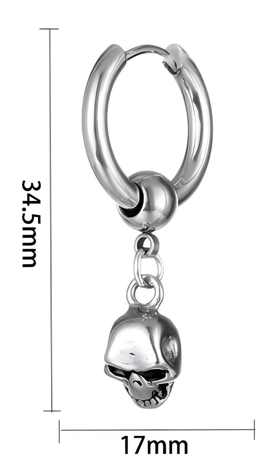 Men's Stainless Steel Skull Dangle Earrings for Boys Punk Rock Hip Hop 468