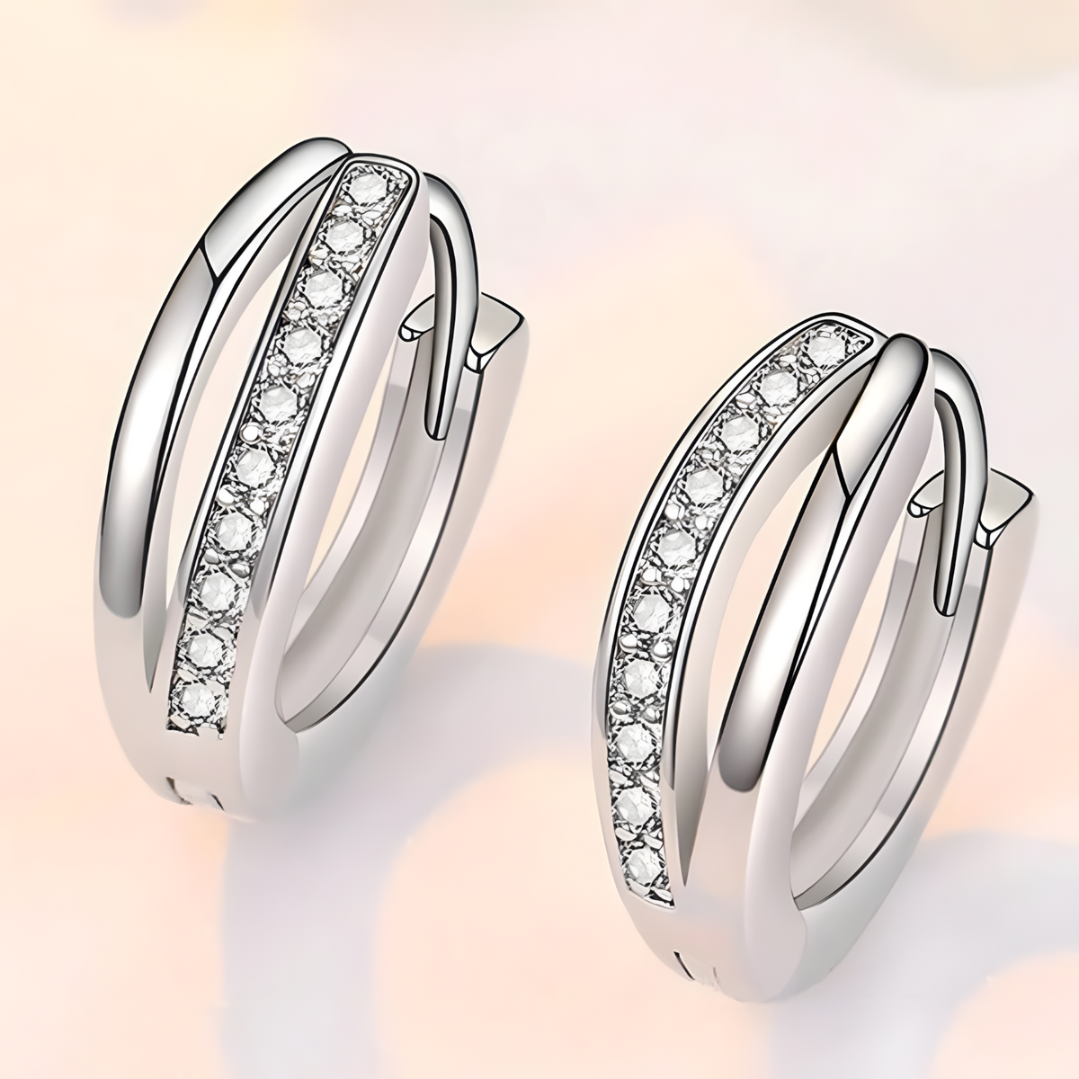 925 Sterling Silver Crossover Hoop Earrings for Women – 15mm Huggie Hoops 308