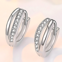925 Sterling Silver Crossover Hoop Earrings for Women – 15mm Huggie Hoops 308