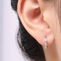 925 Sterling Silver Trendy Hoop Earrings, 13mm Diameter, Platinum Plated 147