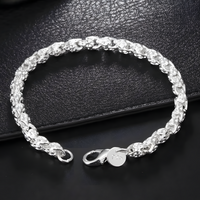 925 Sterling Silver Bracelet Women Men 5MM Width 20CM 8 Inch Lobster Clasp 1770