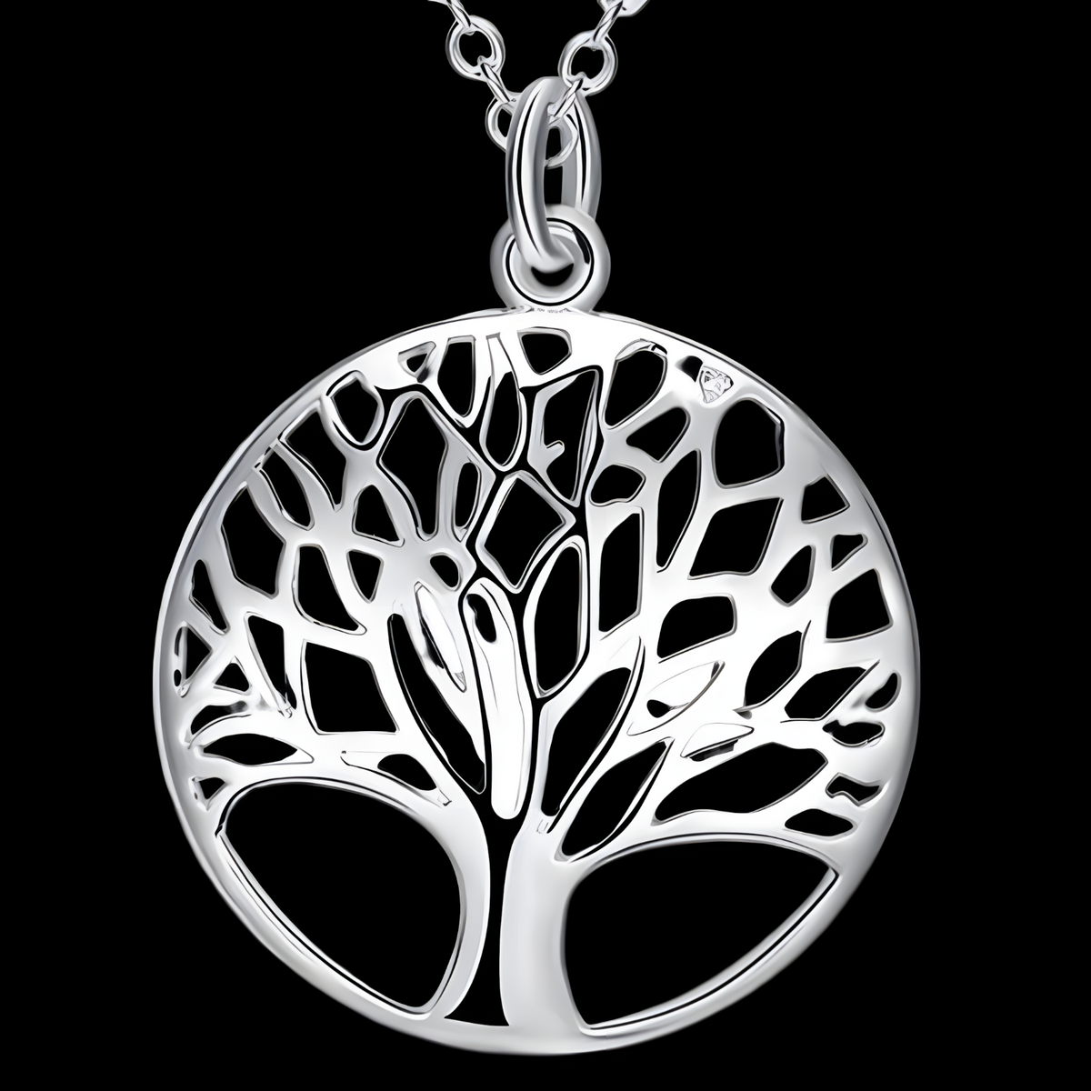 925 Sterling Silver Round Tree of Life Pendant Necklace Women, 18Inch Chain B135