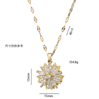 Sunflower Pendant Necklace for Women – Gold Colour Crystal Sunflower Charm 1184