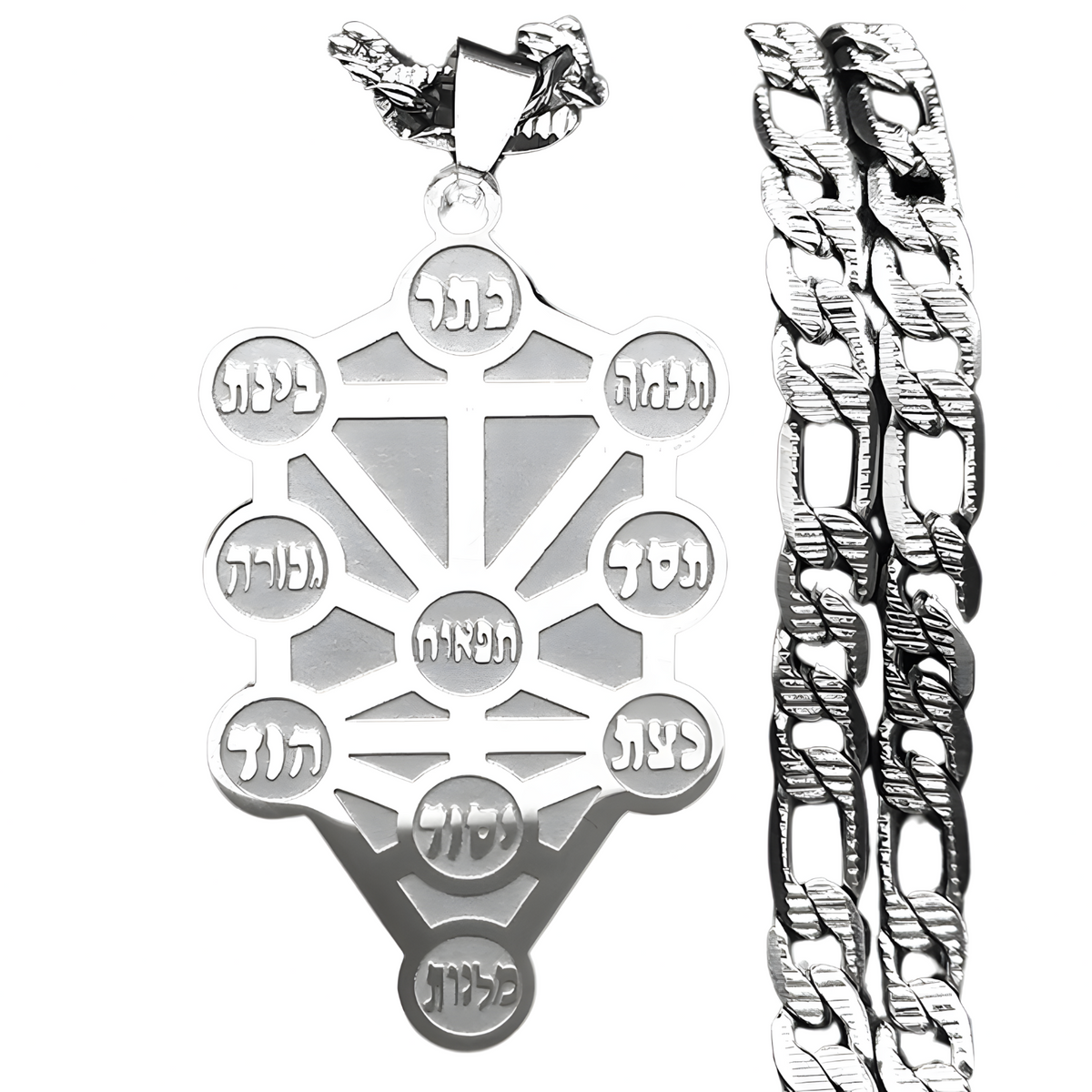 Silver Kabbalah Sephirot Tree Of Life Design – Hebrew symbolic pendant 1073