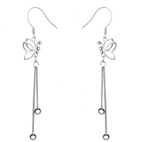 925 SilverPlated Butterfly Drop Earrings for Women Long Tassel Dangle Design 983