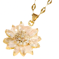 Sunflower Pendant Necklace for Women – Gold Colour Crystal Sunflower Charm 1184