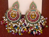 Elegant Bollywood Inspired Gold Kundan Earrings - Traditional Indian Jewelry 178