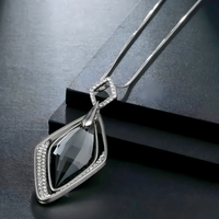 Water Drop Pendant Necklace for Women – Zinc Alloy Statement Sweater Chain 1214