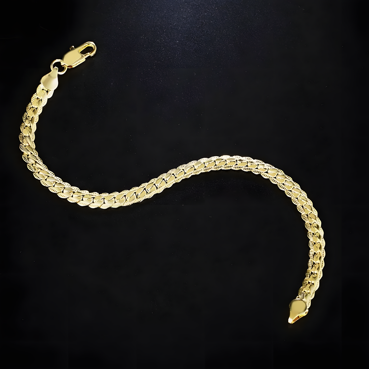 18K Gold Plated Herringbone Bracelet for Women and Men Elegant Snake Chain 437