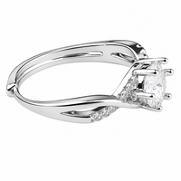 Adjustable Zircon Engagement Ring Round Brilliant Solitaire Twisted Cross 1659