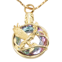 Gold Pink Eagle Pendant Necklace Snake Chain Unisex Religious Style Claw B200