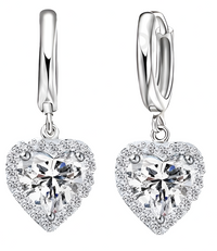 Heart Halo Necklace & Earrings Set -Sparkling Heart Pendant with Halo Cubic 1485