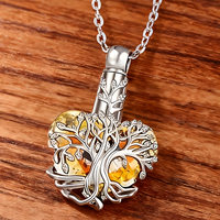 Love Life Tree Cremation Pet Necklace-Memorial Urn Pendant for Ashe Crystal B259