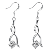 Elegant Twist Drop Earrings For Women Rhodium-Plated Alloy Cubic Zirconia 1464