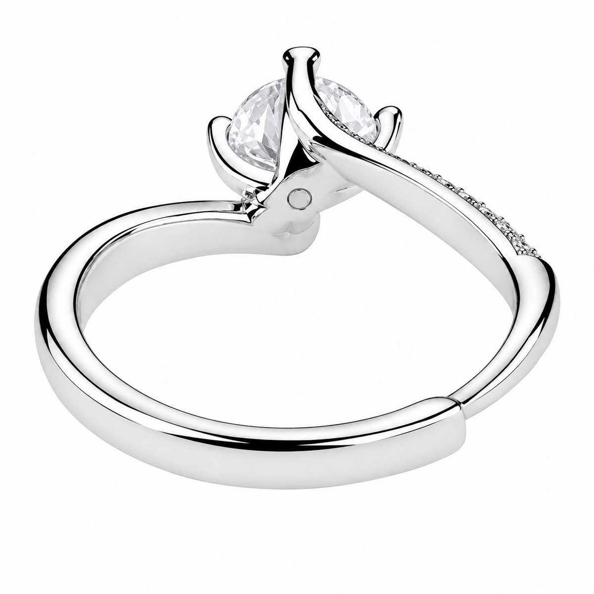 Women Zircon Engagement Ring Brilliant Solitaire Twisted Band Adjustable 1668