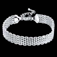 Exquisite Fashion Flat Mesh Weaving Chain Bracelet Hot 925 Sterling 659