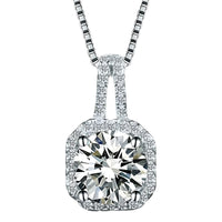 925 Sterling Silver AAA Zircon Square Pendant Necklaces Exquisite Crystal 264