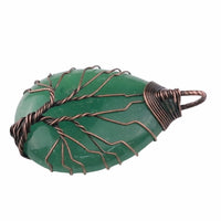 Green Tree Of Life Pendant Necklace Women Oval Gemstone Statement Healing 1346