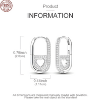 925 Sterling Silver Heart Cutout Hoop Earrings Women – Real Silver U-Shape 809
