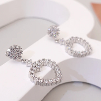 Dazzling Heart Drop Earrings Women Sterling Silver 925, Sparkling CZ Crystal 298