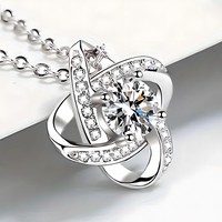 Vintage Style Cubic Zirconia Love Knot Necklace for Mom, Zinc Allo (No box) B187